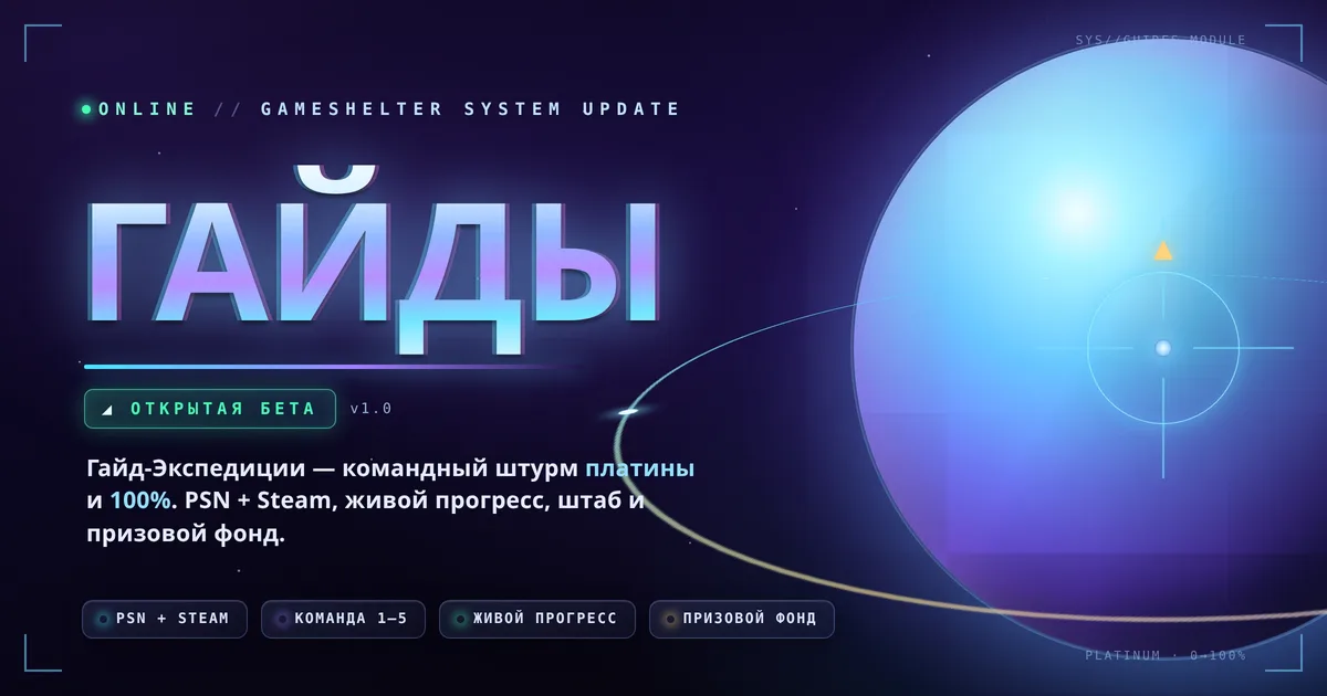 Гайды — командные путеводители по платине и 100%. Открытая бета