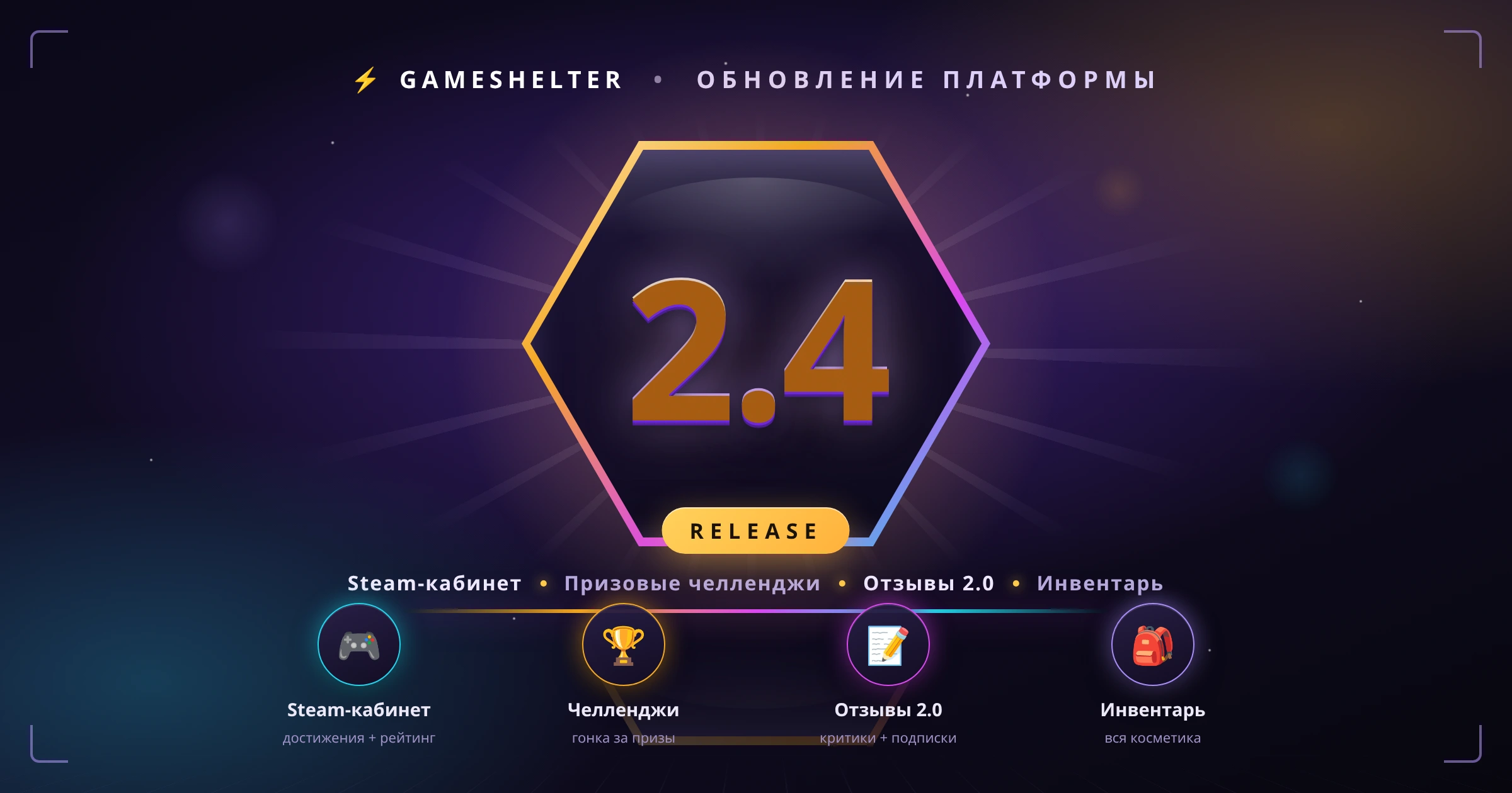 Платформа 2.4 — Steam-кабинет, призовые Челленджи, Отзывы 2.0 и Инвентарь